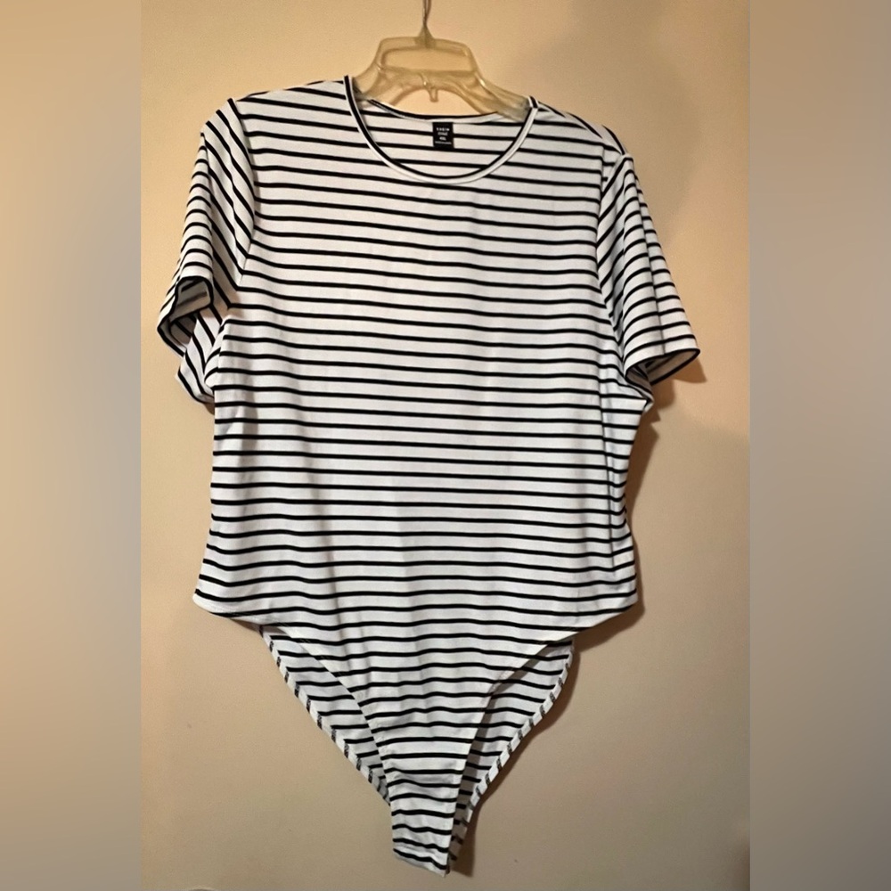 Shein Striped Black & White Women’s Tee Bodysuit